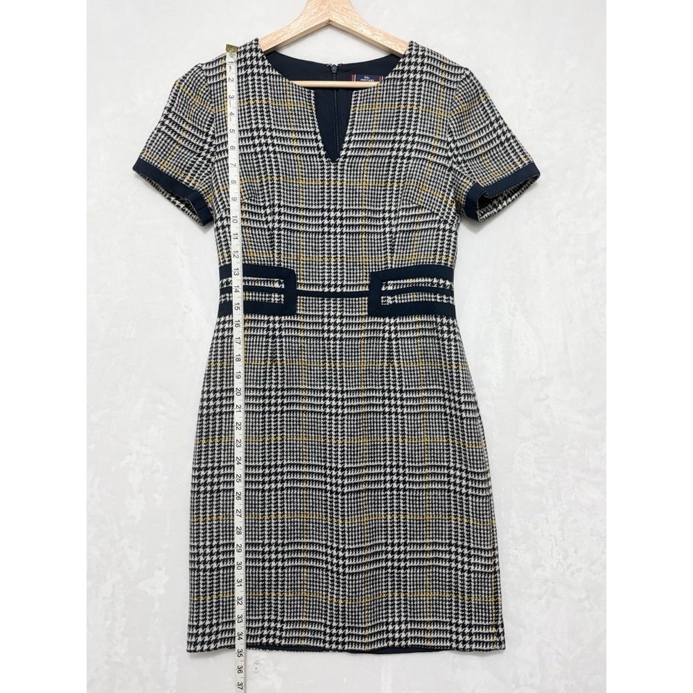 BODEN 100% WOOL BRITISH TWEED BLUE YELLOW PINAFORE MIDI DRESS UK 10 US 6 - Picture 4 of 9